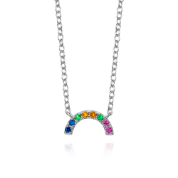 Colliers Argent Zircone Collier Multicolore Zircones - Demi-Anneau - 40+5 cm