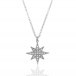Silver Zirocn Necklaces Star Necklace - 40 + 6 cm