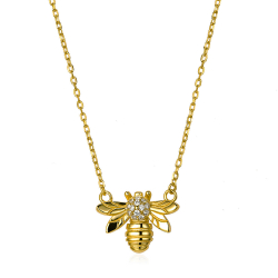 Silver Zirocn Necklaces Necklace Bee CZ - 42+2+2cm
