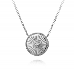 Silver Zirocn Necklaces Necklace - Sun plate CZ - 38+2+2cm