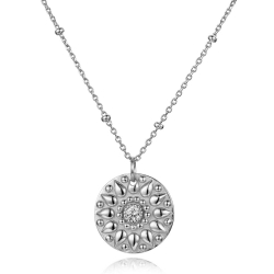 Colliers Argent Zircone Collier - Soleil CZ - 40+5 cm