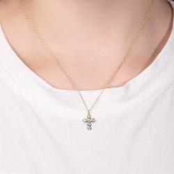 Silver Zirocn Necklaces Necklace - 6 CZ Cruz - 40+5cm
