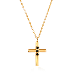 Silver Zirocn Necklaces Necklace Black Zirconia - Cross - 38+5cm