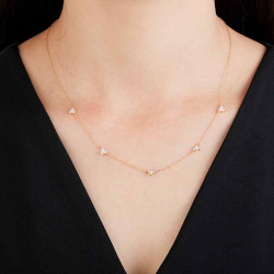 Silver Zirocn Necklaces Necklace Zirconia - Triangles - 36+8cm