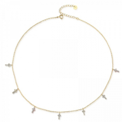 Silver Zirocn Necklaces Necklace Cross - Zirconia Multi - 36+5cm