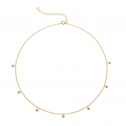 Collar Plata Circonita Collar Plata - Estrella 4mm 36+5cm - Bañado oro Y Plata Rodiada