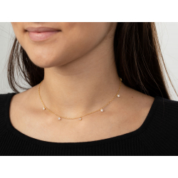 Collar Plata Circonita Collar Plata - Estrella 4mm 36+5cm - Bañado oro Y Plata Rodiada