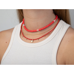 Collar Bronce Liso Collar Madera - Concha Rojo - 36+4cm - Bronce