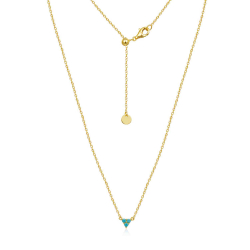 Colliers Argent Zircone Collier Zircone - Triangle Turquoise - 39+6 cm