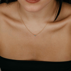 Silver Zirocn Necklaces Necklace Zirconia - Triangle Turquoise - 39+6cm