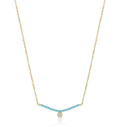 Silver Zirocn Necklaces Necklace Zirconia - Turquoise - 40+5cm