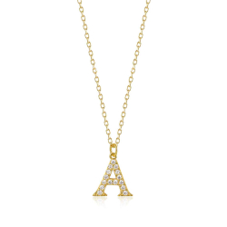 Silver Zirocn Necklaces Zirconia Necklace - Letter