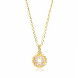 Silver Zirocn Necklaces Circle Necklace- 38+4 mm - Gold Plated and Rhodium Silver
