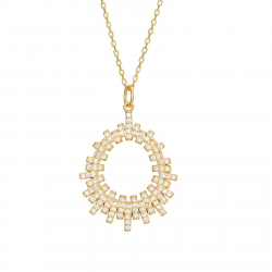 Silver Zirocn Necklaces Zirconia Necklace - 38 + 6 cm - Gold Plated and Rhodium Silver