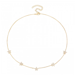 Silver Zirocn Necklaces Zirconia Necklace - Star 8mm - 38+6 - Gold Plated y Rhodium Silver