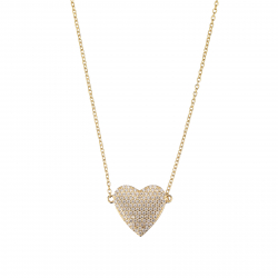 Silver Zirocn Necklaces Zirconia Necklace - Heart 14mm - 38+6 - Gold Plated y Rhodium Silver