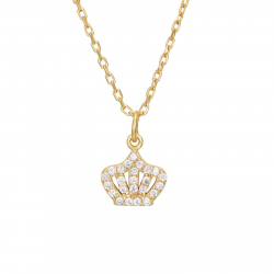 Silver Zirocn Necklaces Zirconia Necklace - Crown 8*6mm - 38+4 - Gold Plated y Rhodium Silver