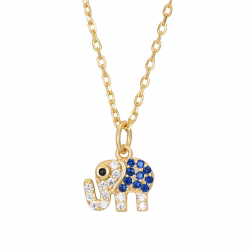 Silver Zirocn Necklaces Zirconia Necklace - Elephant 8,5*6,5mm - 38+4 - Gold Plated y Rhodium Silver