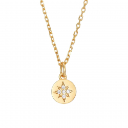 Silver Zirocn Necklaces Zirconia Necklace - Star 6,5mm - 38+4 - Gold Plated y Rhodium Silver