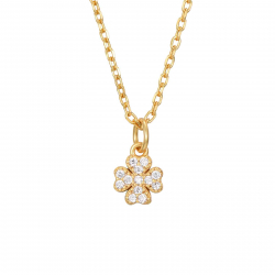 Silver Zirocn Necklaces Zirconia Necklace - Clover 5,5mm - 38+4 - Gold Cloverd y Rhodium Silver