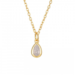 Silver Zirocn Necklaces Zirconia Necklace - Teardrop 5,5mm - 38+4 - Gold Teardrop y Rhodium Silver