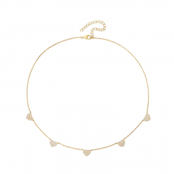 Silver Zirocn Necklaces Zirconia Necklace - Heart 7,5mm - Gold Plated and Rhodium Silver