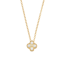 Silver Zirocn Necklaces Zirconia Flower Necklace - 38 + 5 cm - Gold Plated and Rhodium Silver