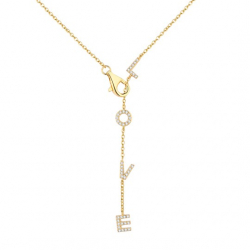 Silver Zirocn Necklaces Zirconia Necklace - Love 5mm - 40+5 cm - Gold Plated
