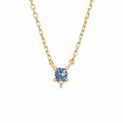 Silver Zirocn Necklaces Blue Topaz Zirconia Necklace - 38+4 cm - Gold Plated