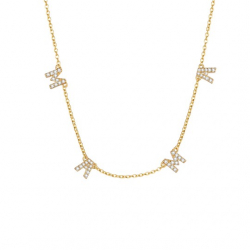Silver Zirocn Necklaces Zirconia Necklace - Mama - Gold Plated Silver And Rhodium Plated Silver