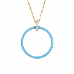 Silver Zirocn Necklaces Necklace 2 Hoops - Enamel - 38 + 5 cm - Gold Plated