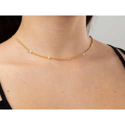 Collar Plata Circonita Collar Circonita - 38 + 4 cm - Bañada Oro y Plata Rodiada