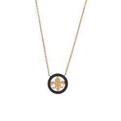 Silver Zirocn Necklaces Zirconia Necklace - Fleur de lys 14 mm - Gold Plated and Rho