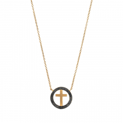Silver Zirocn Necklaces Zirconia Necklace - Cross 14 mm - Gold Plated and Rho