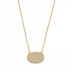 Silver Zirocn Necklaces Zirconia Necklace - Oval 15*10mm - Gold Plated and Rhodium Silver