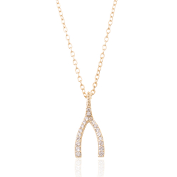 Silver Zirocn Necklaces Zirconia Necklace - Lucky Bone 17*7,50mm - Gold Plated and Rhodium Silver