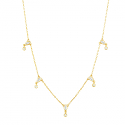 Silver Zirocn Necklaces Zirconia Necklace - 38+5 - 9mm - Gold Plated and Rhodium Silver
