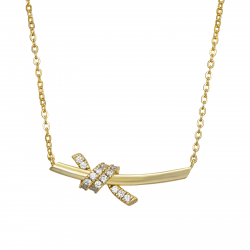  Zirconia Necklace - Palo 26 mm - 38 + 4 cm - Gold Plated and Rhodium Silver