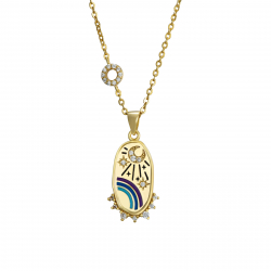 Silver Zirocn Necklaces Zirconia Necklace - Mystic Sky 18 mm - 38 + 4 cm - Gold Plated and Rhodium Silver