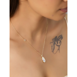 Silver Zirocn Necklaces Zirconia Necklace - Mystic Sky 18 mm - 38 + 4 cm - Gold Plated and Rhodium Silver