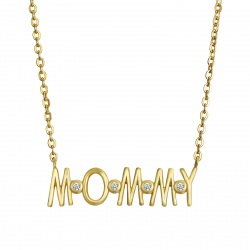 Silver Zirocn Necklaces Zirconia Necklace - MOMMY 23 mm - 38 + 4 cm - Gold Plated and Rhodium Silver