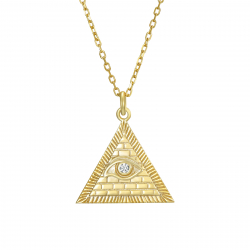 Silver Zirocn Necklaces Zirconia Necklace - Illuminati 15 mm - 38 + 4 cm - Gold Plated and Rhodium Silver