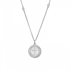  Zirkonia Halskette - Kreuz 15 mm - 38 + 4 cm- Rhodiniertes Silber