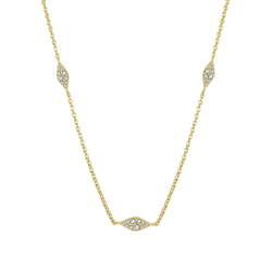 Halsketten Silber Zirkonia Marquise Zirkonia Halskette - 35 + 5 cm – vergoldet und rhodiniertes Silber