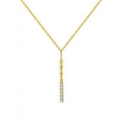 Halsketten Silber Zirkonia Zirkonia Bar Halskette - 40 + 5 cm – vergoldet und rhodiniertes Silber