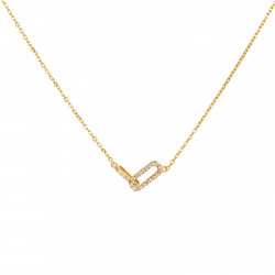 Halsketten Silber Zirkonia Knoten halskette 17mm – Zirkonia – 38+5cm – vergoldet und rhodiniertes Silber