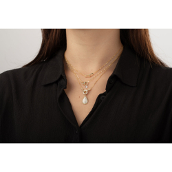 Halsketten Silber Zirkonia Knoten halskette 17mm – Zirkonia – 38+5cm – vergoldet und rhodiniertes Silber