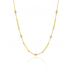 Halsketten Silber Zirkonia Zirkonia Halskette - Stab 21*2 mm - 38+5cm – vergoldet