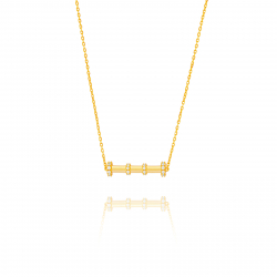 Halsketten Silber Zirkonia Zirkonia-Halskette - Stab 24 mm - 36+4 cm - Vergoldet und Rhodiniertes Silber