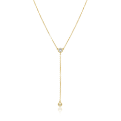 Halsketten Silber Zirkonia Zirkonia Halskette - Kugel - 8 mm - Vergoldet und Rhodium Silber